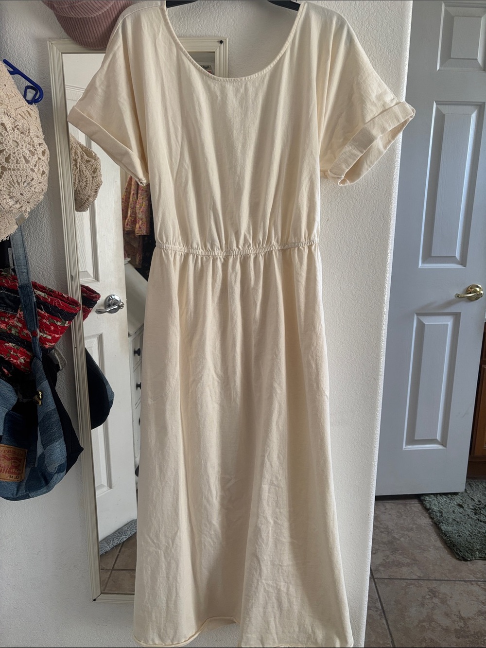 Free People Cream Short-Sleeve Maxi Dress